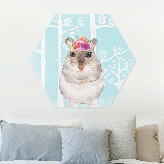 Babyzimmer Deko Aquarell Hamster Türkis
