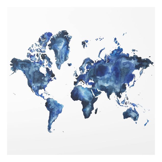 Wanddeko Weltkarte Wasser-Weltkarte hell
