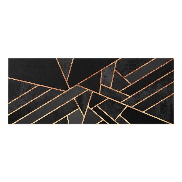 Wanddeko Abstrakt Schwarze Dreiecke Gold