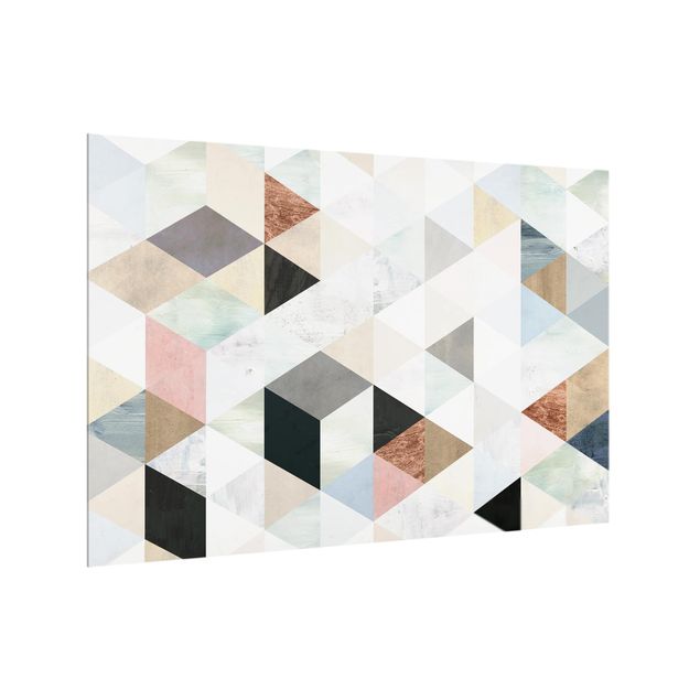 Wanddeko Geometrisch Aquarell-Mosaik mit Dreiecken I