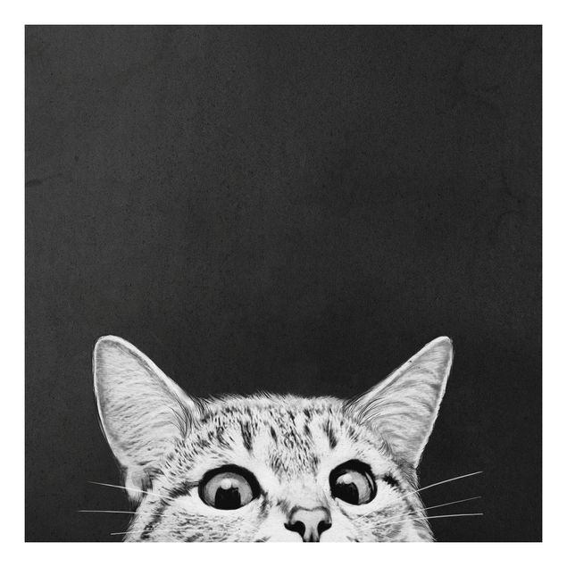 Kinderzimmer Deko Illustration Katze Schwarz Weiß Zeichnung