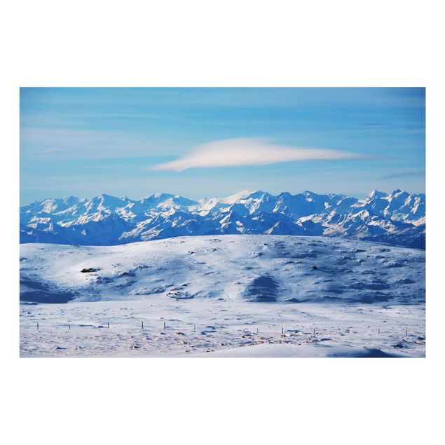 Wanddeko Fotografie Verschneite Bergwelt