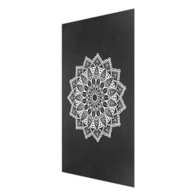 Wanddeko über Sofa Mandala Illustration Ornament weiß schwarz