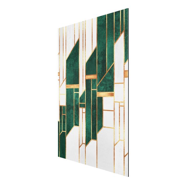 Wanddeko Esszimmer Emerald und Gold Geometrie