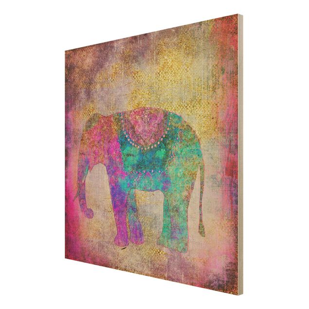 Wanddeko Flur Bunte Collage - Indischer Elefant
