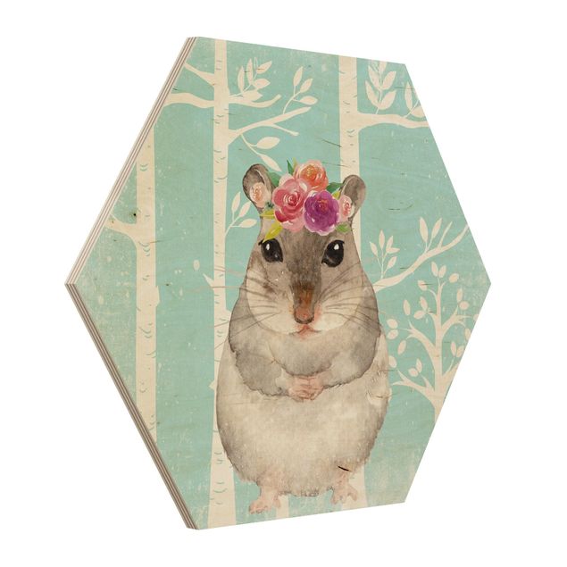 Wanddeko Mädchenzimmer Aquarell Hamster Türkis