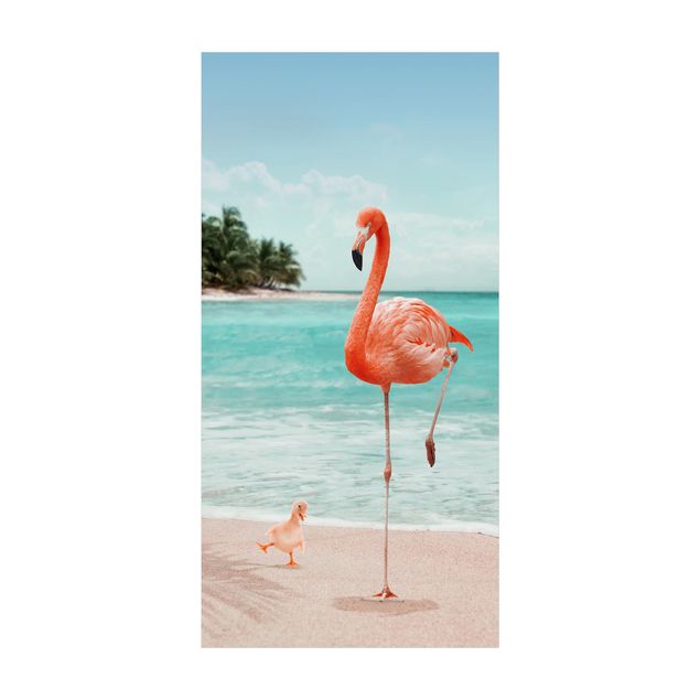 Wanddeko Jugendzimmer Strand mit Flamingo