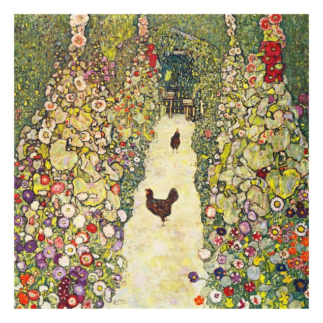 Kunststile Gustav Klimt - Gartenweg mit Hühnern