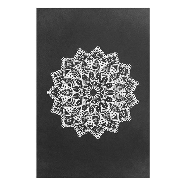 Wanddeko Treppenhaus Mandala Illustration Ornament weiß schwarz