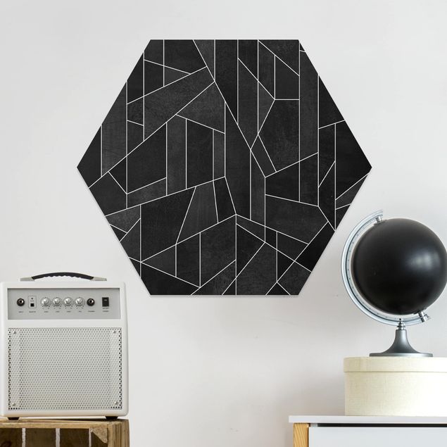 Wanddeko Schlafzimmer Schwarz Weiß Geometrie Aquarell