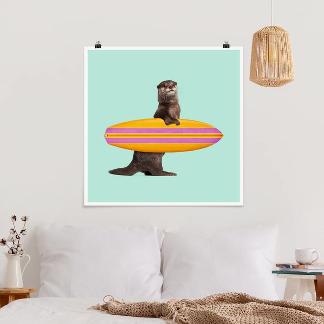Küchen Deko Otter mit Surfbrett