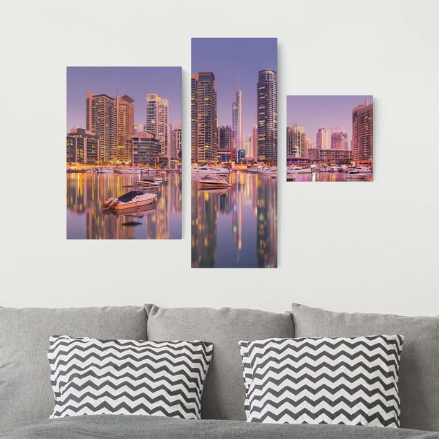 Wanddeko Wohnzimmer Dubai Skyline und Marina