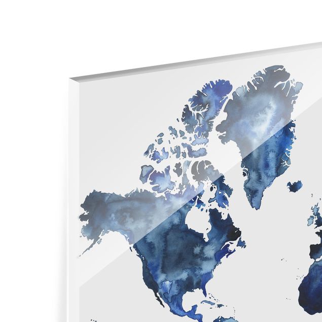 Glasrückwand Küche Wasser-Weltkarte hell