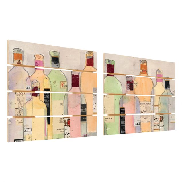 Deko Kulinarisch Weinflaschen in Wasserfarbe Set I