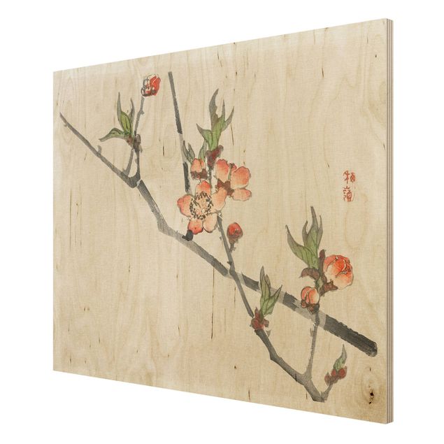 Wanddeko Esszimmer Asiatische Vintage Zeichnung Kirschblütenzweig