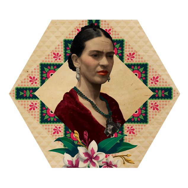 Wanddeko Büro Frida Kahlo - Blumen und Geometrie