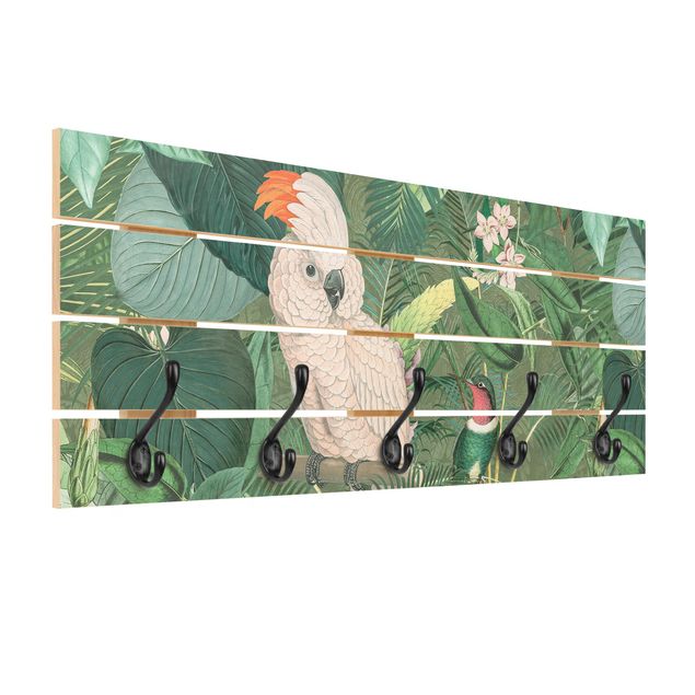 Wohndeko Pflanzen Vintage Collage - Kakadu und Kolibri