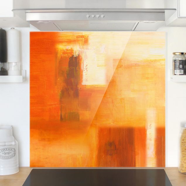 Wanddeko Küche Komposition in Orange und Braun 02