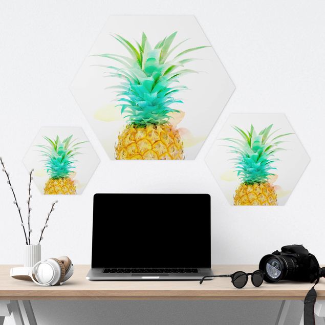 Wandbilder Früchte Ananas Aquarell