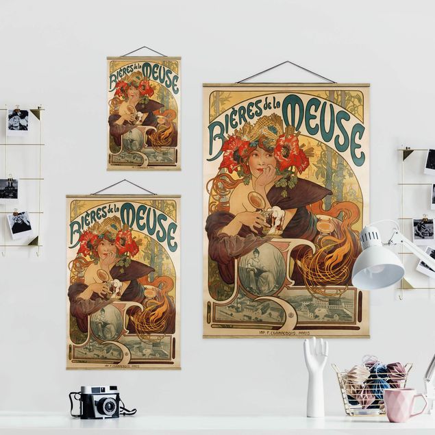 Wanddeko Büro Alfons Mucha - Plakat für La Meuse Bier