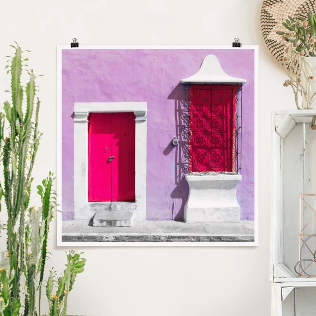Wohndeko Architektur Rosa Fassade Pinke Tür