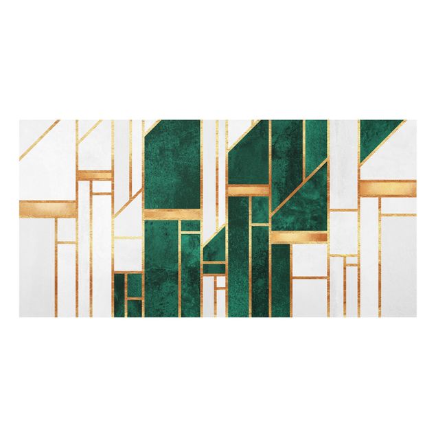 Wanddeko Muster Emerald und Gold Geometrie