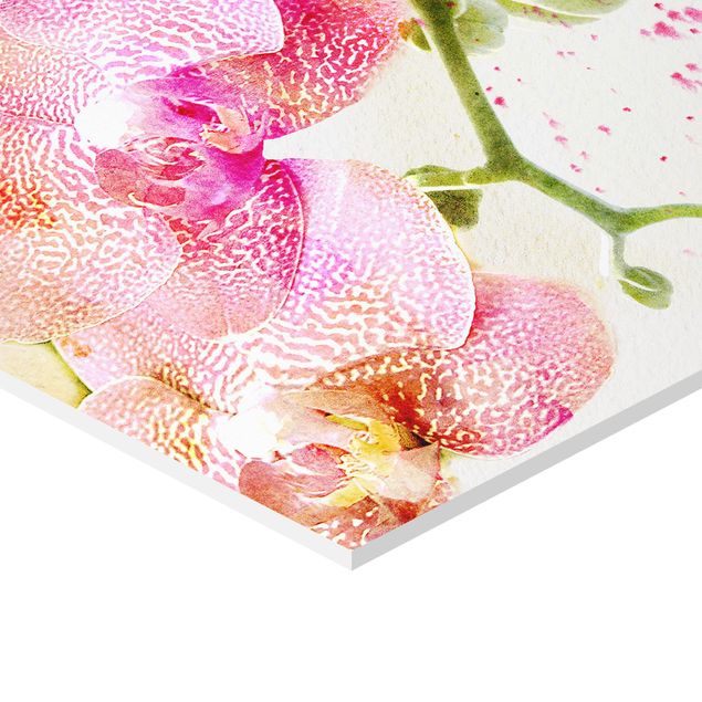 Wanddeko pink Aquarell Blumen Orchideen