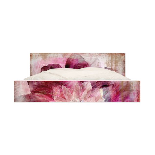 Wanddeko pink Grunge Flower
