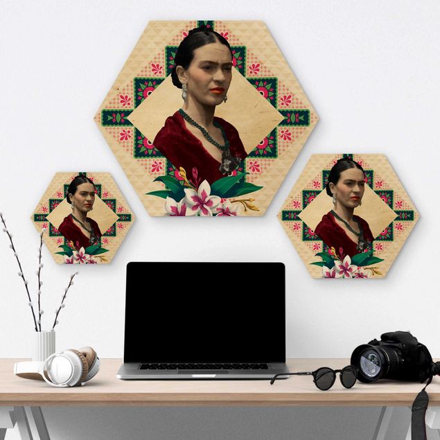 Deko Kunst Frida Kahlo - Blumen und Geometrie