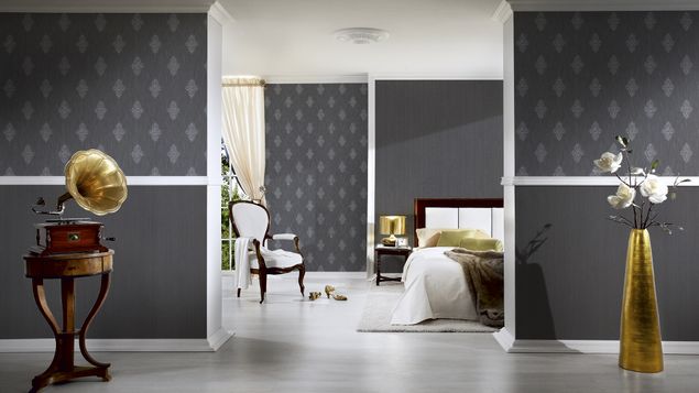 Wanddeko Esszimmer Architects Paper Luxury wallpaper in Grau Metallic - 319464