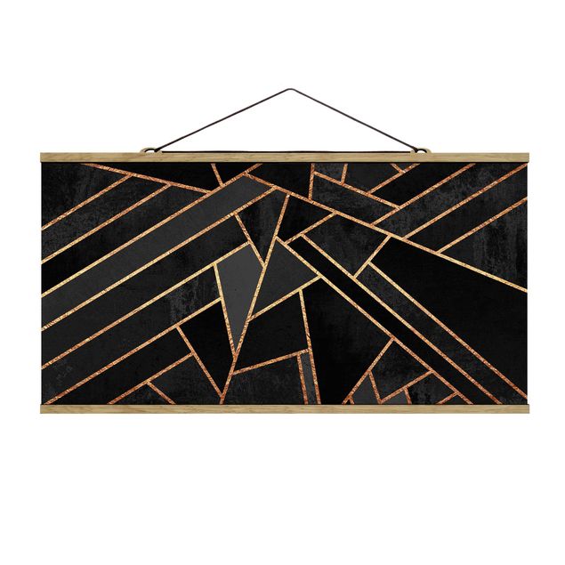 Wanddeko Esszimmer Schwarze Dreiecke Gold
