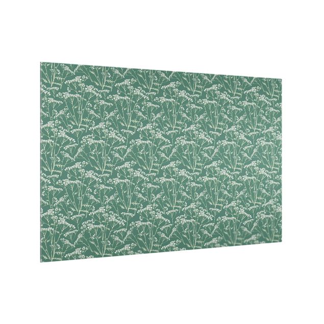 Wanddeko grün Blumenwiesen Muster Grün
