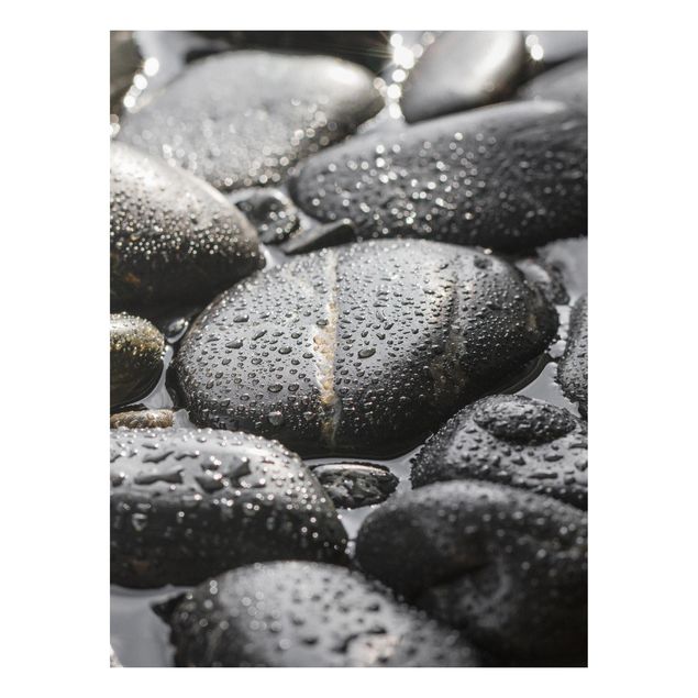 Wanddeko Flur Schwarze Steine im Wasser