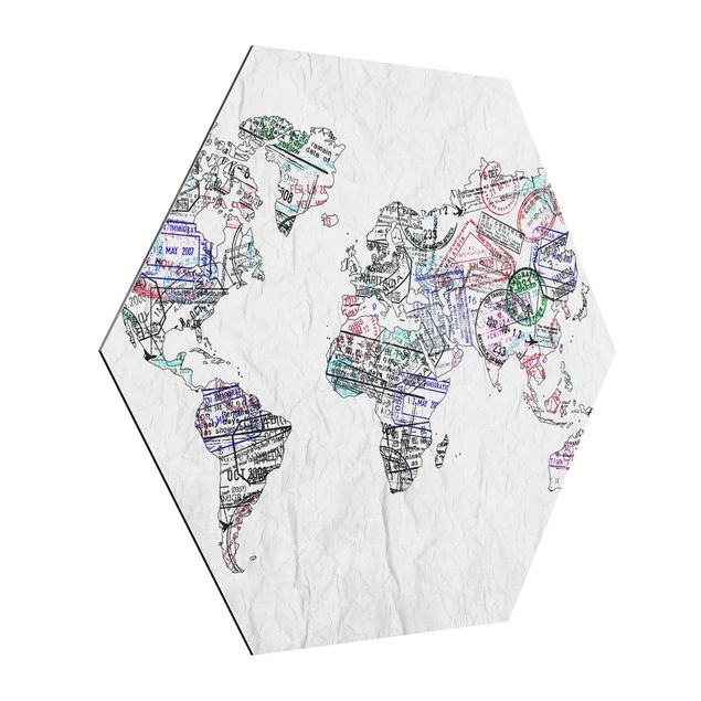 Wanddeko Büro Reisepass Stempel Weltkarte