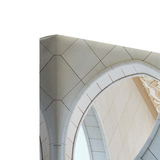 Wanddeko über Sofa Moschee in Abu Dhabi