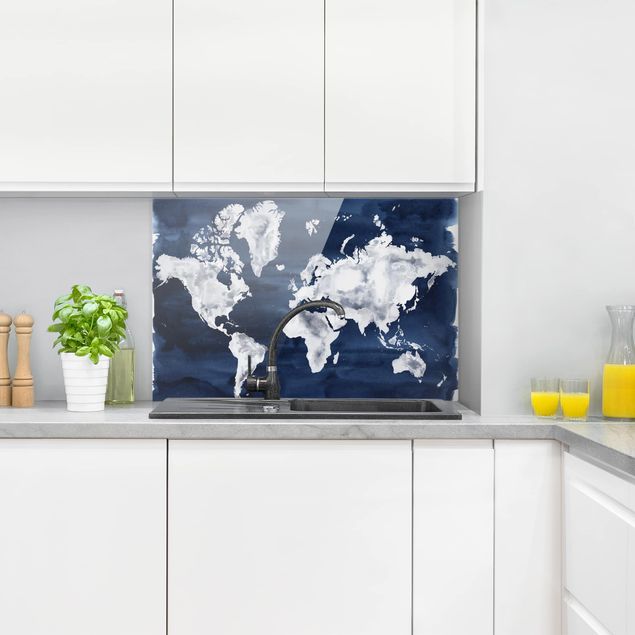 Küche Dekoration Wasser-Weltkarte dunkel