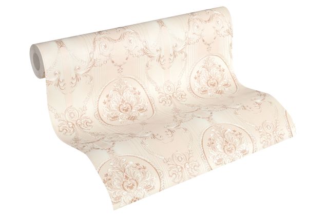 Wanddeko Schlafzimmer A.S. Création Hermitage 10 in Creme Metallic Rosa - 330835