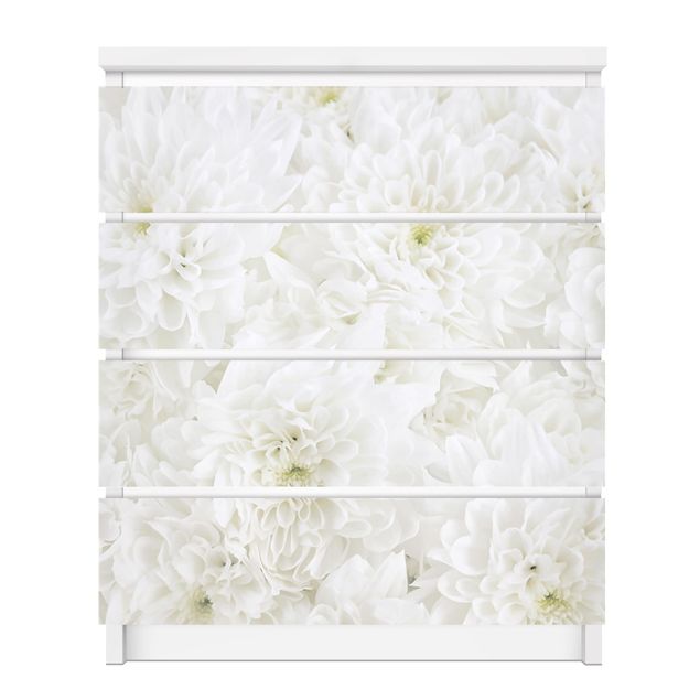 Wanddeko Esszimmer Dahlien Blumenmeer weiß