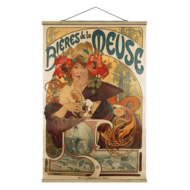 Wanddeko gelb Alfons Mucha - Plakat für La Meuse Bier