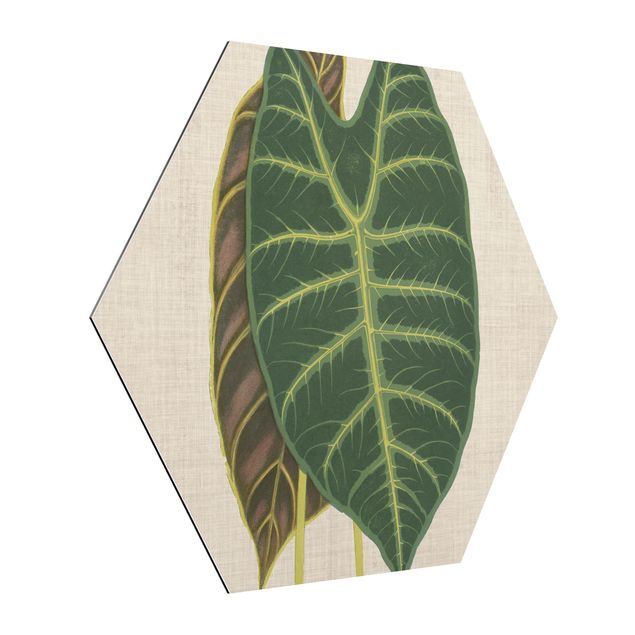 Wanddeko Esszimmer Blätter auf Leinen I