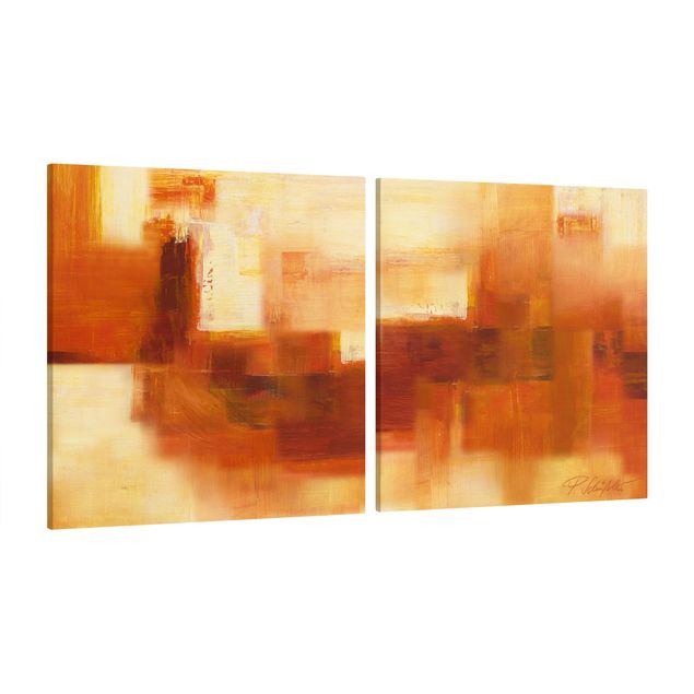 Wanddeko Esszimmer Komposition in Orange und Braun