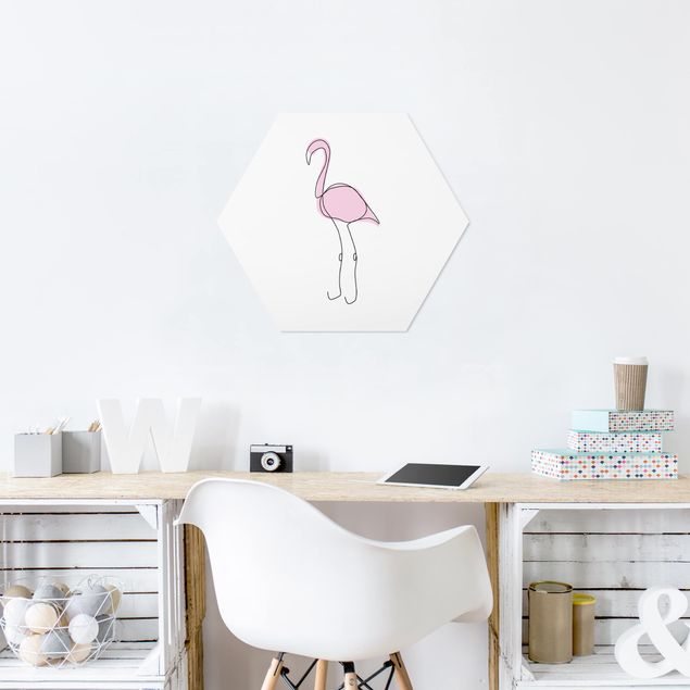 Wanddeko Büro Flamingo Line Art