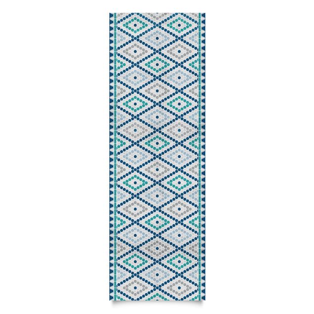 Wanddeko Esszimmer Marokkanisches Fliesenmuster Türkis Blau