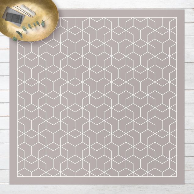 Wanddeko Flur Geometrisches Muster verschlungene Hexagone mit Rahmen