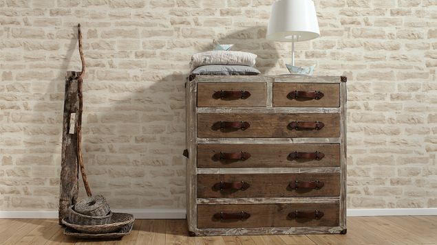 Wanddeko Schlafzimmer A.S. Création Best of Wood`n Stone 2nd Edition in Beige Creme - 355803