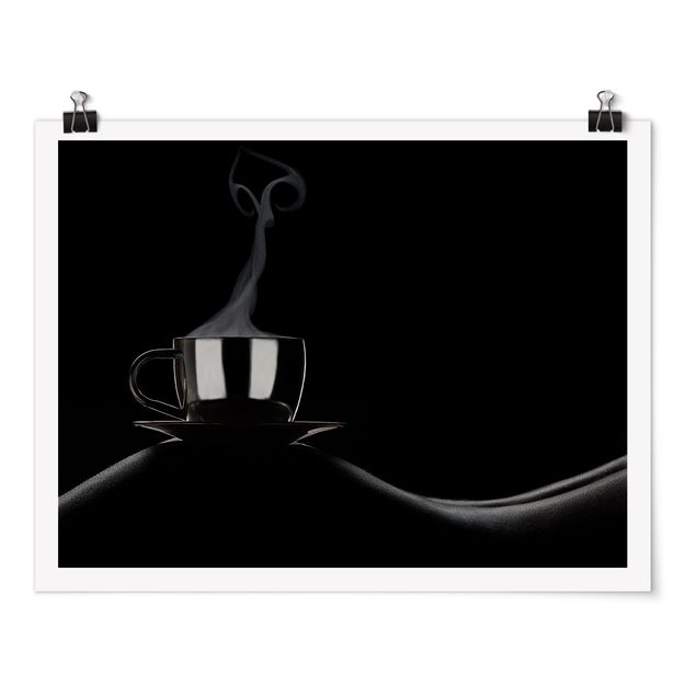 Wanddeko schwarz-weiß Coffee in Bed