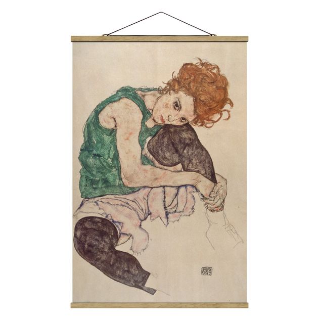 Wanddeko Flur Egon Schiele - Sitzende Frau mit hochgezogenem Knie