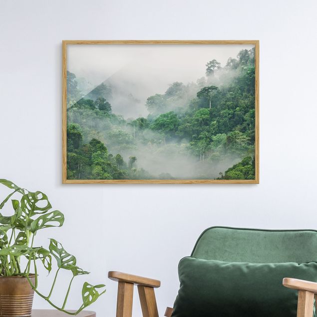 Wanddeko Wohnzimmer Dschungel im Nebel