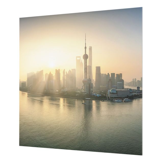 Wanddeko Skylines Pudong bei Sonnenaufgang