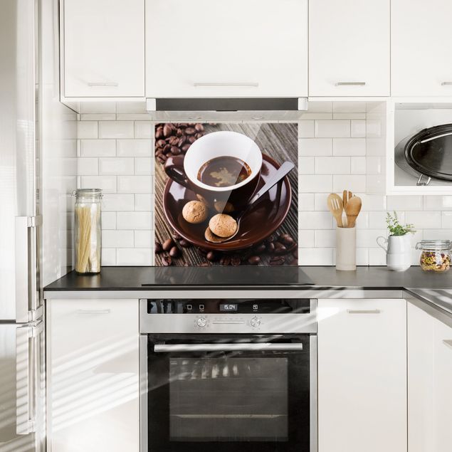 Wanddeko Küche Kaffeetasse mit Kaffeebohnen
